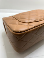 Sold-CHANEL Lambskin Mini Rectangular with Top Handle Caramel Beige / Gold Hardware