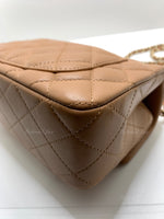 Sold-CHANEL Lambskin Mini Rectangular with Top Handle Caramel Beige / Gold Hardware