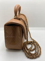 Sold-CHANEL Lambskin Mini Rectangular with Top Handle Caramel Beige / Gold Hardware