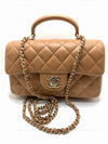 Sold-CHANEL Lambskin Mini Rectangular with Top Handle Caramel Beige / Gold Hardware