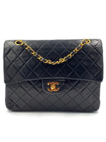 Sold-CHANEL Classic Lambskin Double Chain Double Flap Bag black/gold