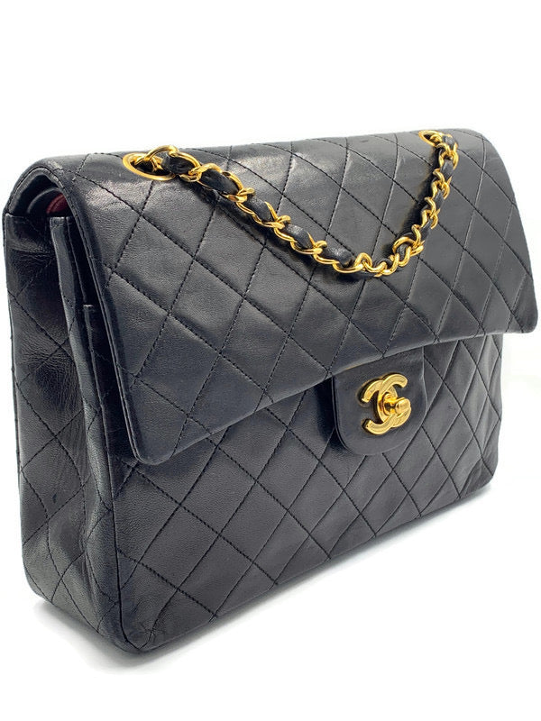 Sold-CHANEL Classic Lambskin Double Chain Double Flap Bag black/gold