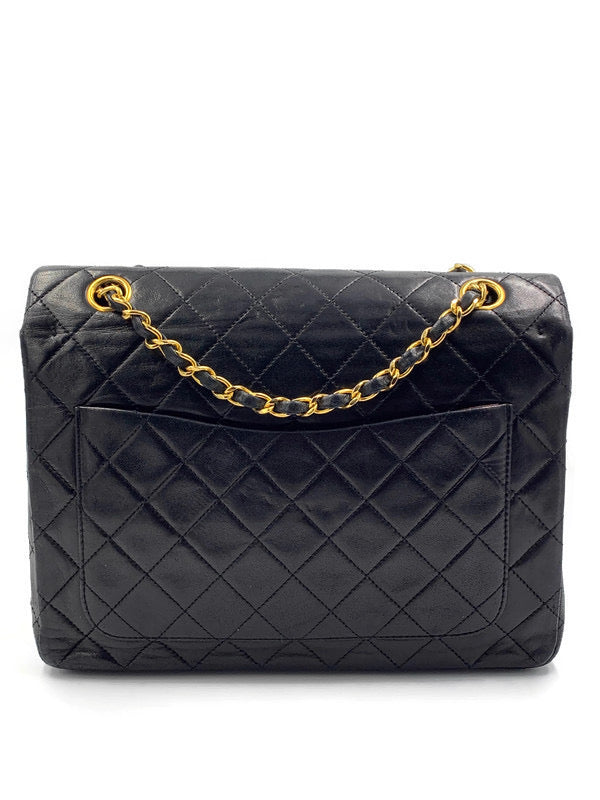 Sold-CHANEL Classic Lambskin Double Chain Double Flap Bag black/gold