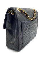 Sold-CHANEL Classic Lambskin Double Chain Double Flap Bag black/gold