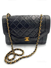 CHANEL Lambskin Vintage Single Chain Single Flap Crossbody Bag Black/gold Diana