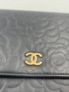 Sold-CHANEL Camelia Embossed Wallet-on-the-chain WOC Crossbody Bag - Black