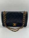 Sold-CHANEL Lambskin Double Chain Double Medium Flap Bag black/gold