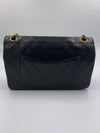 Sold-CHANEL Lambskin Double Chain Double Medium Flap Bag black/gold