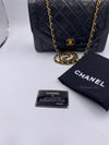 CHANEL Lambskin Vintage Single Chain Single Flap Crossbody Bag Black/gold Diana