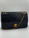 Sold-CHANEL Lambskin Double Chain Double Medium Flap Bag black/gold