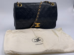 Sold-CHANEL Lambskin Double Chain Double Medium Flap Bag black/gold