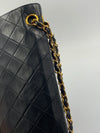 Sold-CHANEL Lambskin Double Chain Double Medium Flap Bag black/gold