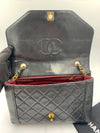 CHANEL Lambskin Vintage Single Chain Single Flap Crossbody Bag Black/gold Diana