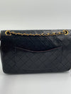 Sold-CHANEL Lambskin Double Chain Double Medium Flap Bag black/gold