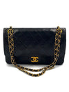 Sold-CHANEL Lambskin Double Chain Double Medium Flap Bag black/gold