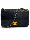 Sold-CHANEL Lambskin Double Chain Double Medium Flap Bag black/gold