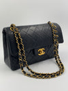 Sold-CHANEL Classic Lambskin Double Chain Double Small Flap Bag black/gold