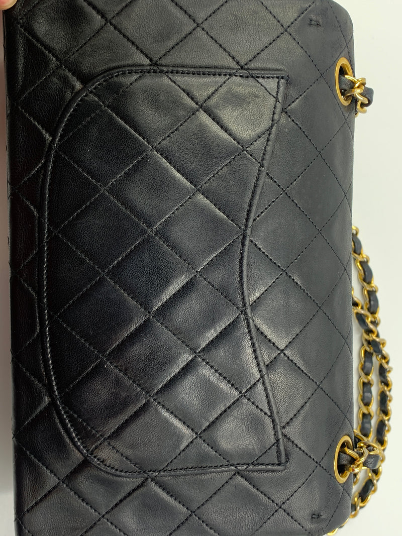 Sold-CHANEL Classic Lambskin Double Chain Double Small Flap Bag black/gold