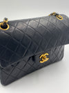 Sold-CHANEL Classic Lambskin Double Chain Double Small Flap Bag black/gold