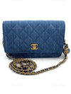 CHANEL Blue Denim Wallet-on-the-chain WOC Pearl Crush Crossbody Flap Bag