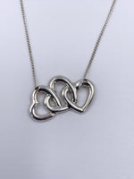 Sold-Tiffany 
Co Silver 925 Triple Open Hearts Necklace