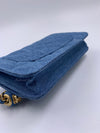 CHANEL Blue Denim Wallet-on-the-chain WOC Pearl Crush Crossbody Flap Bag