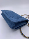 CHANEL Blue Denim Wallet-on-the-chain WOC Pearl Crush Crossbody Flap Bag