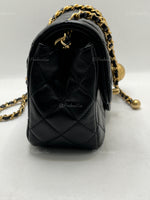 Sold-CHANEL Black Lambskin Mini Square Pearl Crush Flap Bag