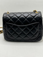 Sold-CHANEL Black Lambskin Mini Square Pearl Crush Flap Bag