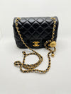 Sold-CHANEL Black Lambskin Mini Square Pearl Crush Flap Bag