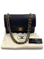 Sold-CHANEL Classic Lambskin Double Chain Double Small Flap Bag black/gold