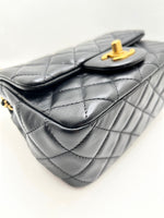 Sold-CHANEL Black Lambskin Mini Square Pearl Crush Flap Bag