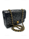 CHANEL Black Patent Leather Medium Diana Flap Crossbody Bag Gold hardware