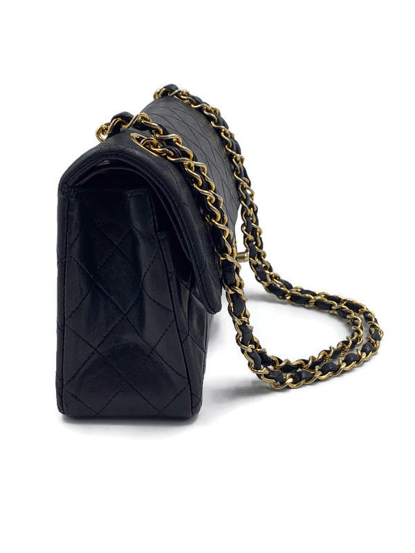 Sold-CHANEL Classic Lambskin Double Chain Double Small Flap Bag black/gold