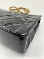 CHANEL Black Patent Leather Medium Diana Flap Crossbody Bag Gold hardware