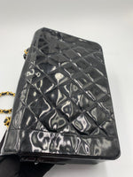 CHANEL Black Patent Leather Medium Diana Flap Crossbody Bag Gold hardware