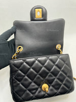 Sold-CHANEL Black Lambskin Mini Square Pearl Crush Flap Bag