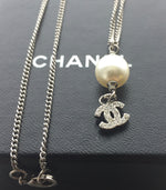 Sold-CHANEL CC Rhinestones Necklace with Pearl