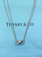 Sold-Tiffany 
Co 925 Silver Infinity Pendant with Double Chain Necklace