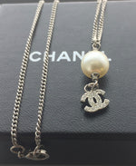 Sold-CHANEL CC Rhinestones Necklace with Pearl