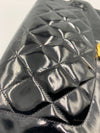 CHANEL Black Patent Leather Medium Diana Flap Crossbody Bag Gold hardware