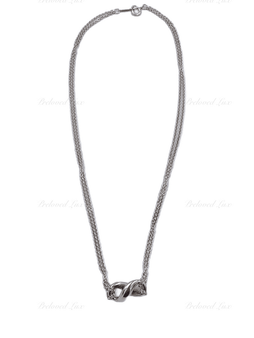 Sold-Tiffany 
Co 925 Silver Infinity Pendant with Double Chain Necklace