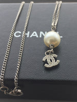 Sold-CHANEL CC Rhinestones Necklace with Pearl