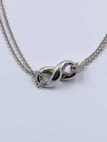 Sold-Tiffany 
Co 925 Silver Infinity Pendant with Double Chain Necklace