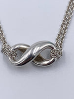 Sold-Tiffany 
Co 925 Silver Infinity Pendant with Double Chain Necklace