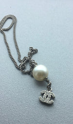 Sold-CHANEL CC Rhinestones Necklace with Pearl