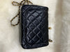 Sold-CHANEL Black Lambskin Mini Square Pearl Crush Flap Bag