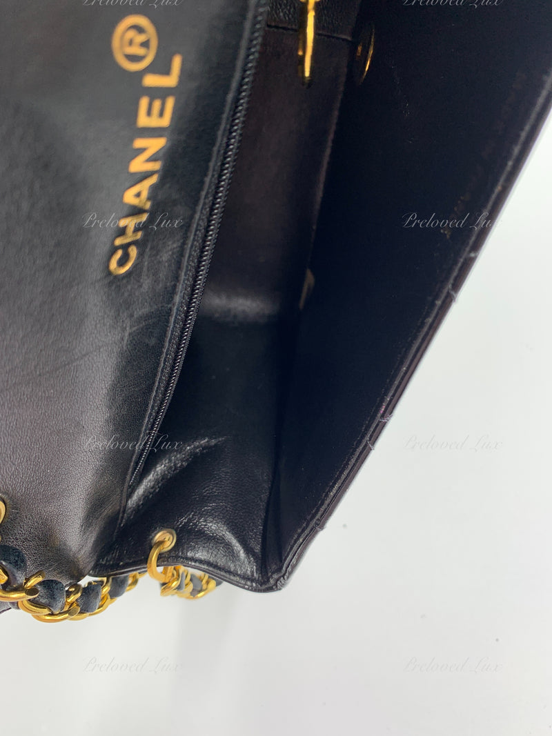 CHANEL Black Patent Leather Medium Diana Flap Crossbody Bag Gold hardware