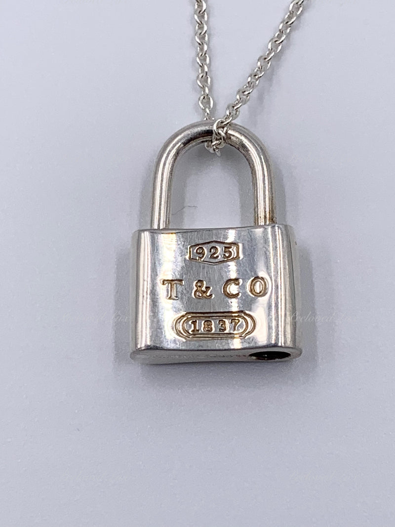 Sold-Tiffany 
Co 925 Silver 1837 Lock with Necklace