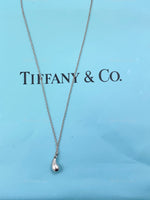 Sold-Tiffany 
Co 925 Silver Elsa Peretti Tear drop Pendant Necklace